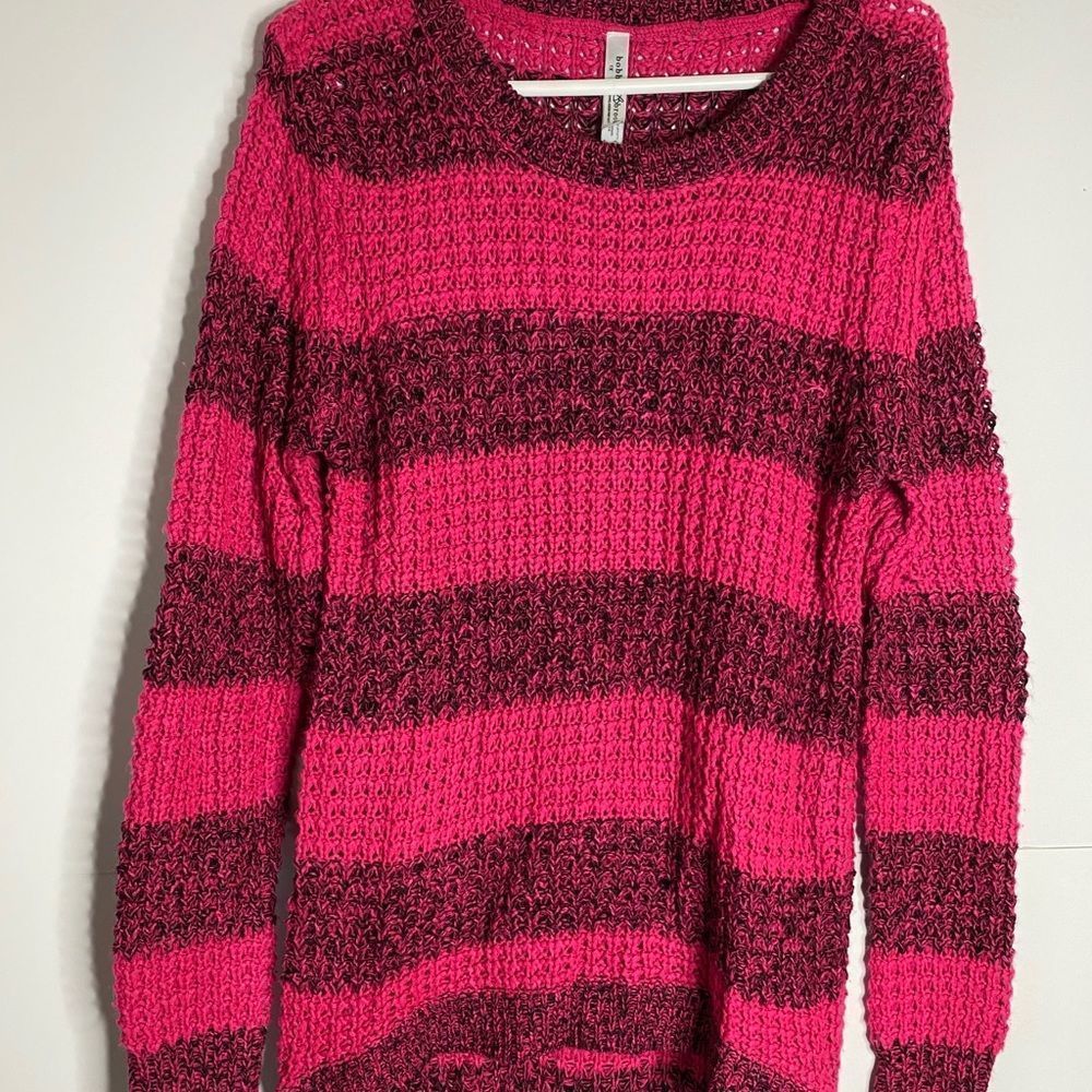 Pink and Black Stripe Sweater Long Sleeve